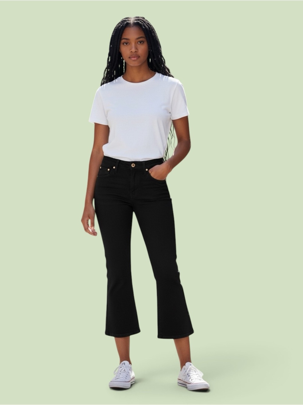 Women's Frame Cropped Black Flared Jeans - Picture 2 of 7